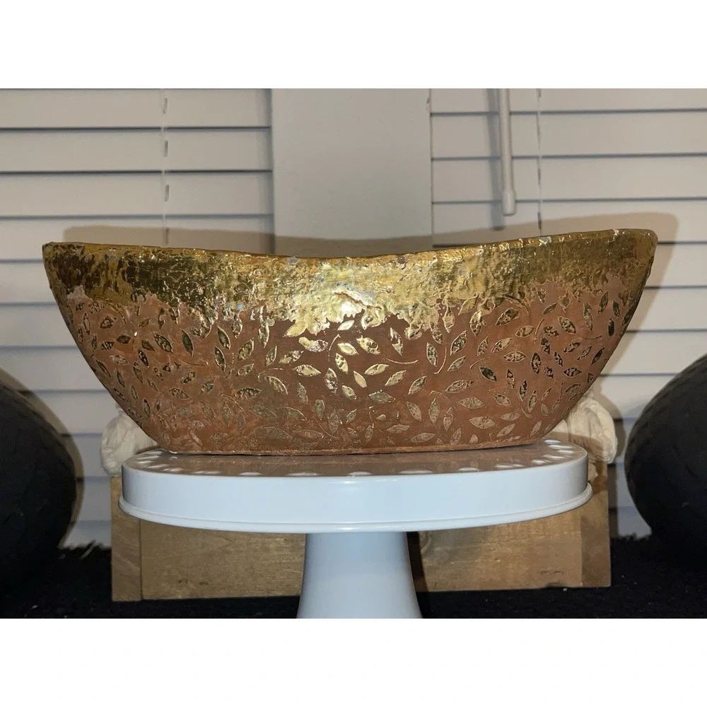 Anthropologie Studio Vine‎ Pot Gold Flake Design Plants Succulent Flower Pot